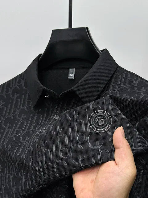 Mens Luxurious Embossed Silk Polo Cool Summer Fashion Provain Shop