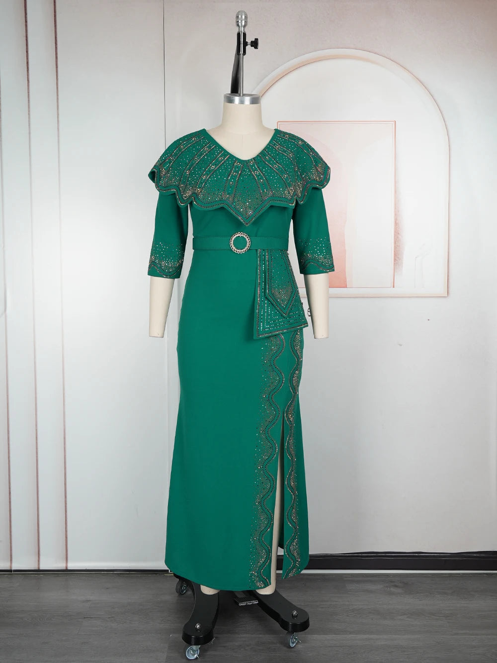 Elegant Plus Size Dashiki Diamond Bodycon Slit Party Dress Provain Shop