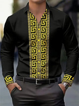 Fashionable Patterned Lapel ButtonDown LongSleeve Shirt Provain Shop