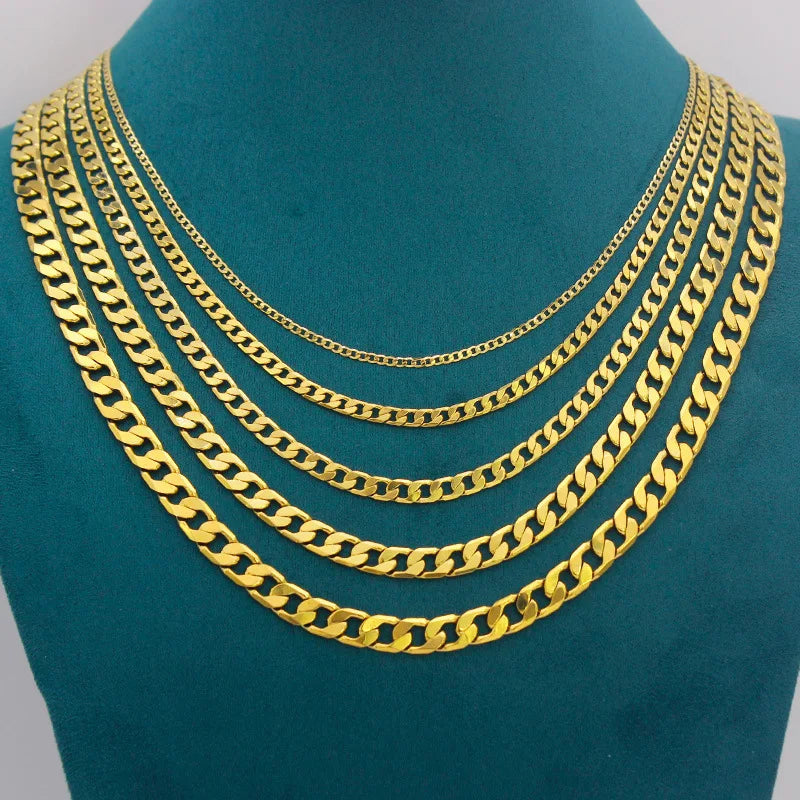 24K Pure Gold Cuban Chain Necklace for Him  Her Provain Shop