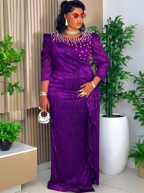 Elegant Plus Size African Diamond Dashiki Party Gowns Provain Shop