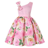 Rose Print Satin Princess Dress for Girls Provain Shop