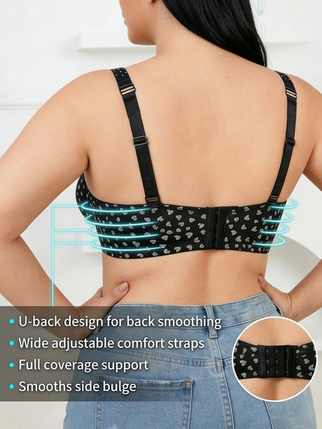 Chic Plus Size Heart PushUp Bra with Rhinestones Provain Shop