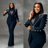 Elegant Pearl Vintage Blazer  Flare Pants Prom Suit Provain Shop