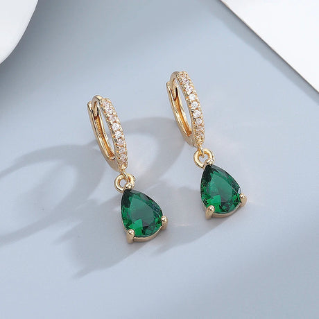 Elegant Emerald Ruby Zirconia Hoop Earrings for Her Provain Shop