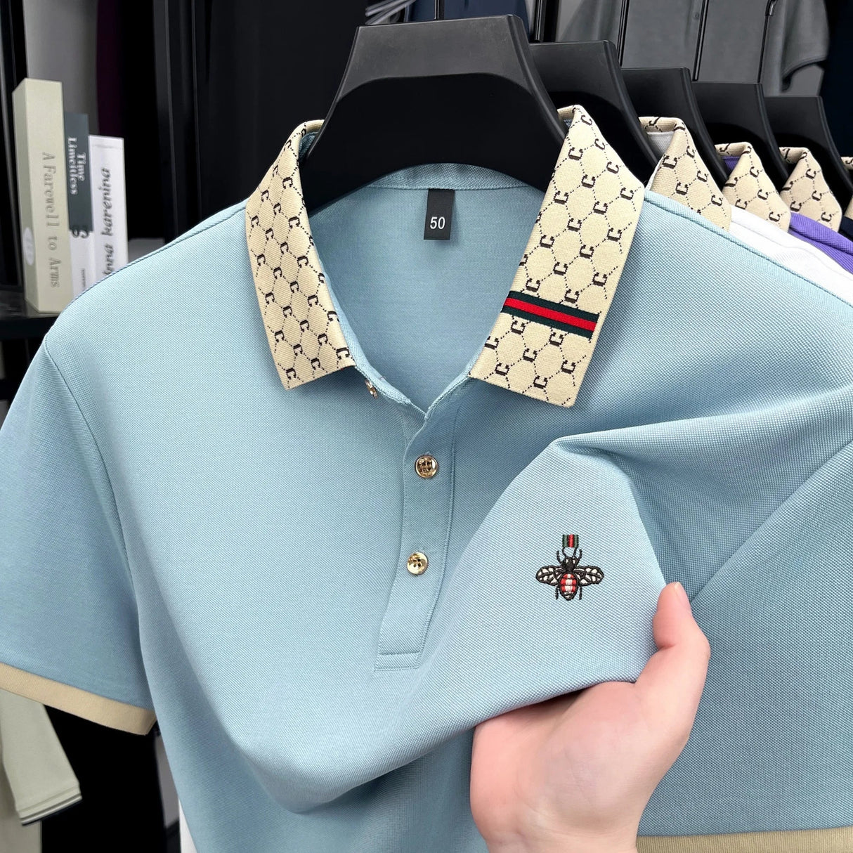 Luxury Bee Jacquard Polo Summer Fashion Trend Tee Provain Shop