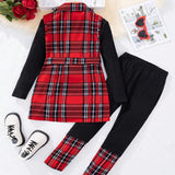 Cute Plaid Princess Winter Party Dress Set Provain Shop
