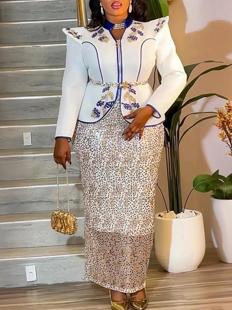 Elegant Plus Size Dashiki Ankara Sequin Party Sets Provain Shop