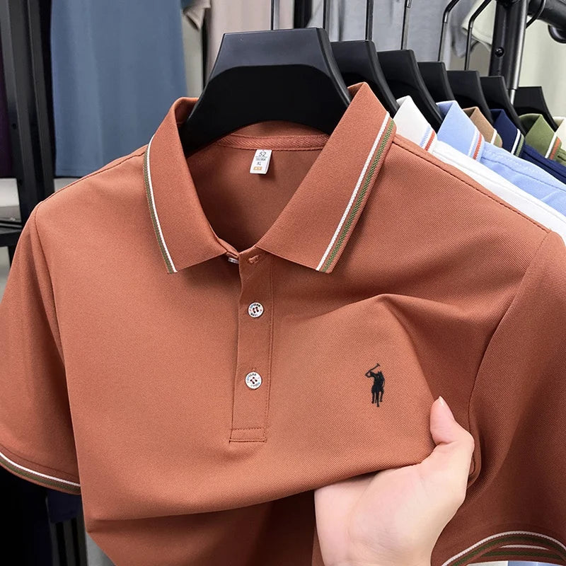 Luxury Pony Embroidery Mens Summer Business Casual Polo Provain Shop