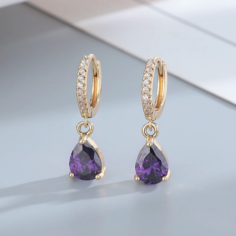 Elegant Emerald Ruby Zirconia Hoop Earrings for Her Provain Shop