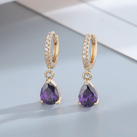 Elegant Emerald Ruby Zirconia Hoop Earrings for Her Provain Shop