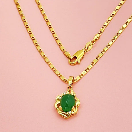 24K Pure Gold Jade Pendant Necklace for Women Provain Shop