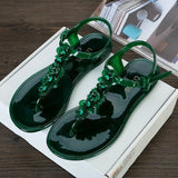 Comfortable Womens Floral Summer Beach Jelly Thong Slides Provain Shop