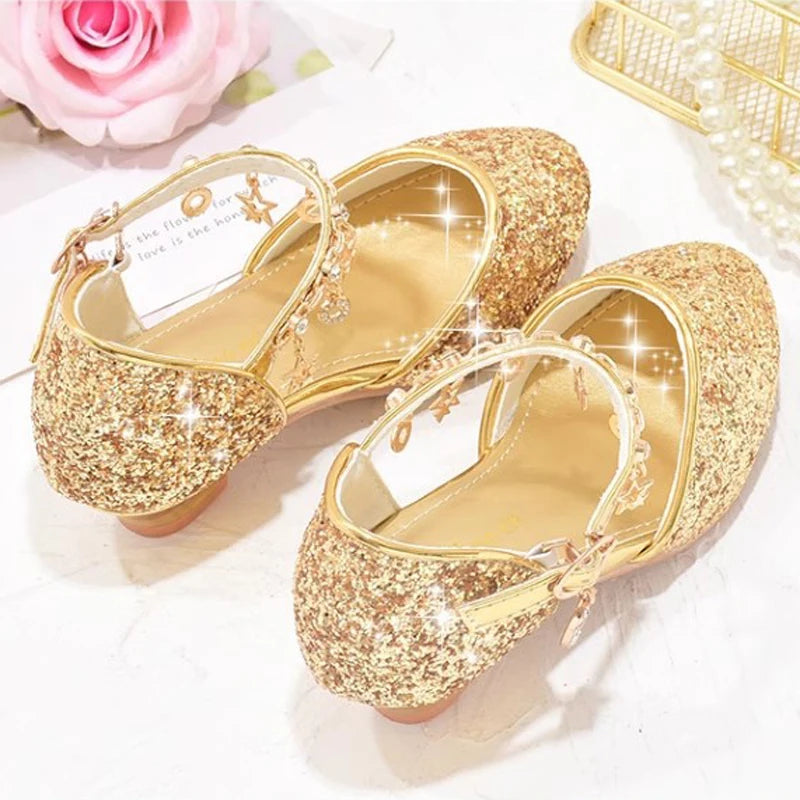 Sparkling Gold Girls Heels for Princess Flowergirl Dresses Provain Shop