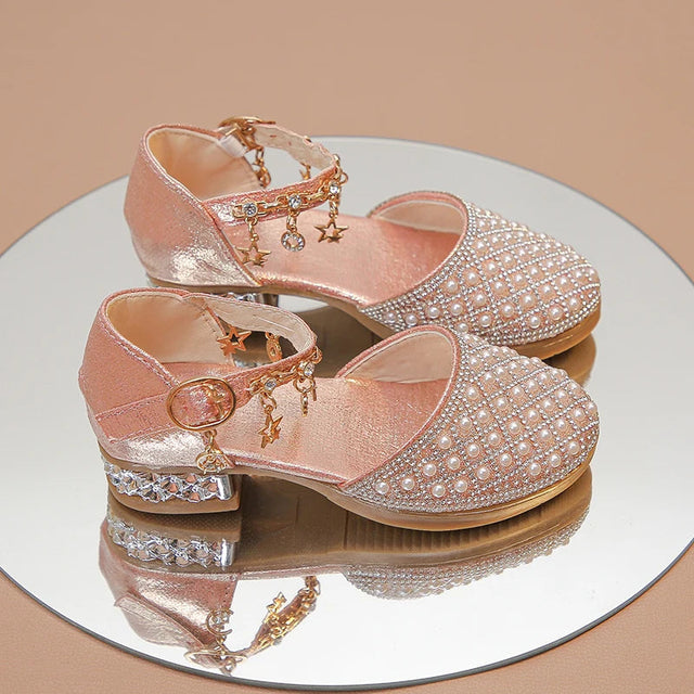 Sparkling Rhinestone Princess Kids Leather Party Heels Provain Shop