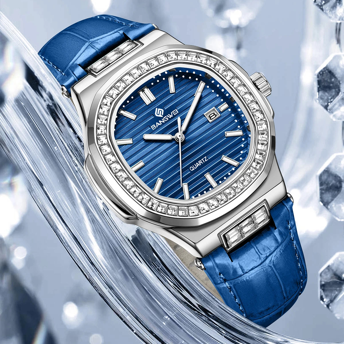 Elegant Retro Diamond Leather Quartz Watch for Women Provain Shop