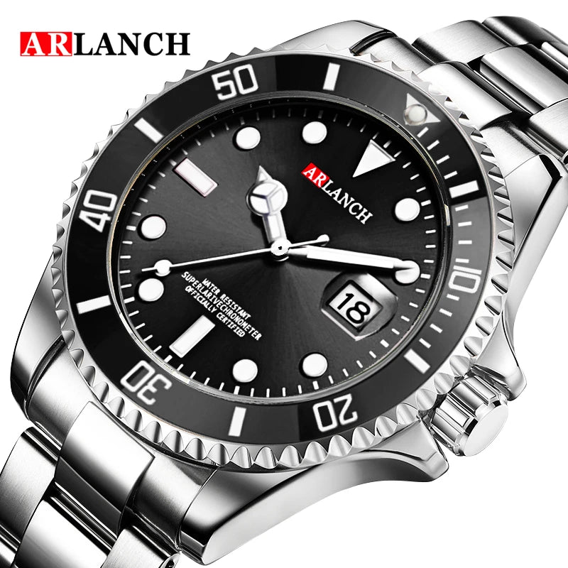 Classic Stainless Steel Dive Watch RedBlue Calendar Quartz Provain Shop
