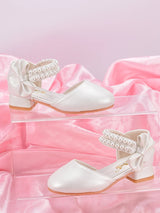 Sparkle Princess White Heels with Pearls for Girls Provain Shop