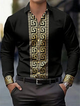 Fashionable Patterned Lapel ButtonDown LongSleeve Shirt Provain Shop