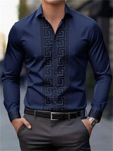 Fashionable Patterned Lapel ButtonDown LongSleeve Shirt Provain Shop