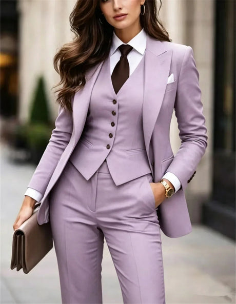 Elegant Beige 3Piece Luxury Womens SlimFit Business Suit Provain Shop
