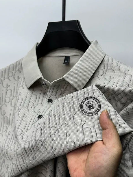 Mens Luxurious Embossed Silk Polo Cool Summer Fashion Provain Shop