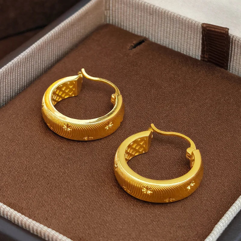 luxury real gold jewelry 24k certifid sparkling starry cat's eye earrings ins style 999 pure gold versatile earrings earrings Provain Shop