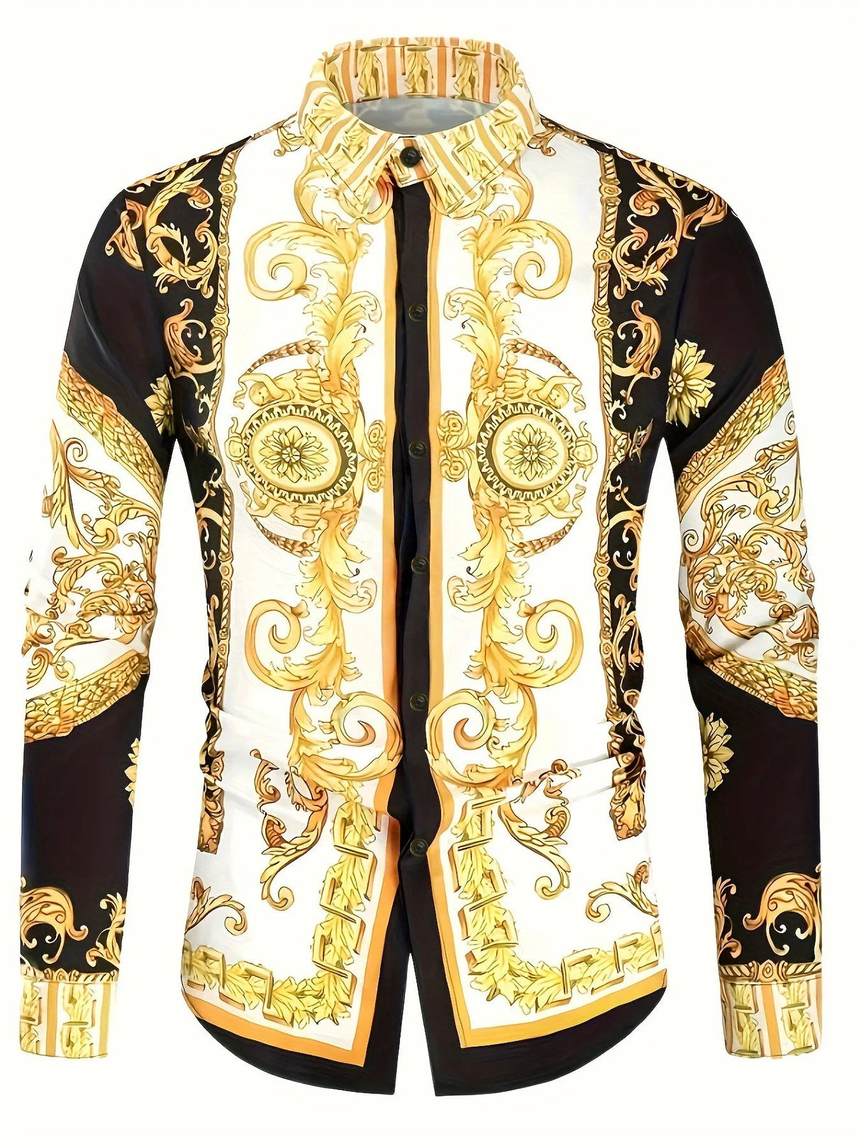 Baroque Print Long Sleeve Luxury Retro Casual Shirt Provain Shop