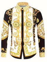 Baroque Print Long Sleeve Luxury Retro Casual Shirt Provain Shop