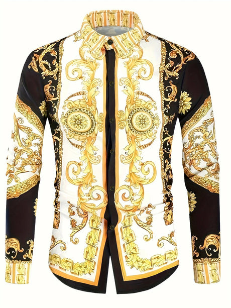 Baroque Print Long Sleeve Luxury Retro Casual Shirt Provain Shop