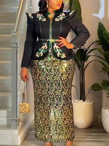 Elegant Plus Size Dashiki Ankara Sequin Party Sets Provain Shop