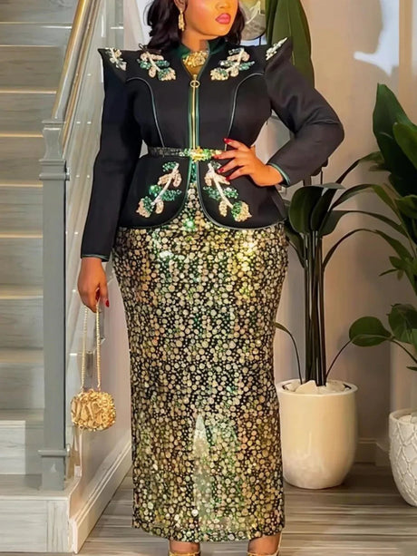 Elegant Plus Size Dashiki Ankara Sequin Party Sets Provain Shop