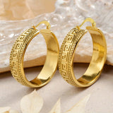 Huitan Vintage Greek Key Gold Hoop Earrings for Women Provain Shop