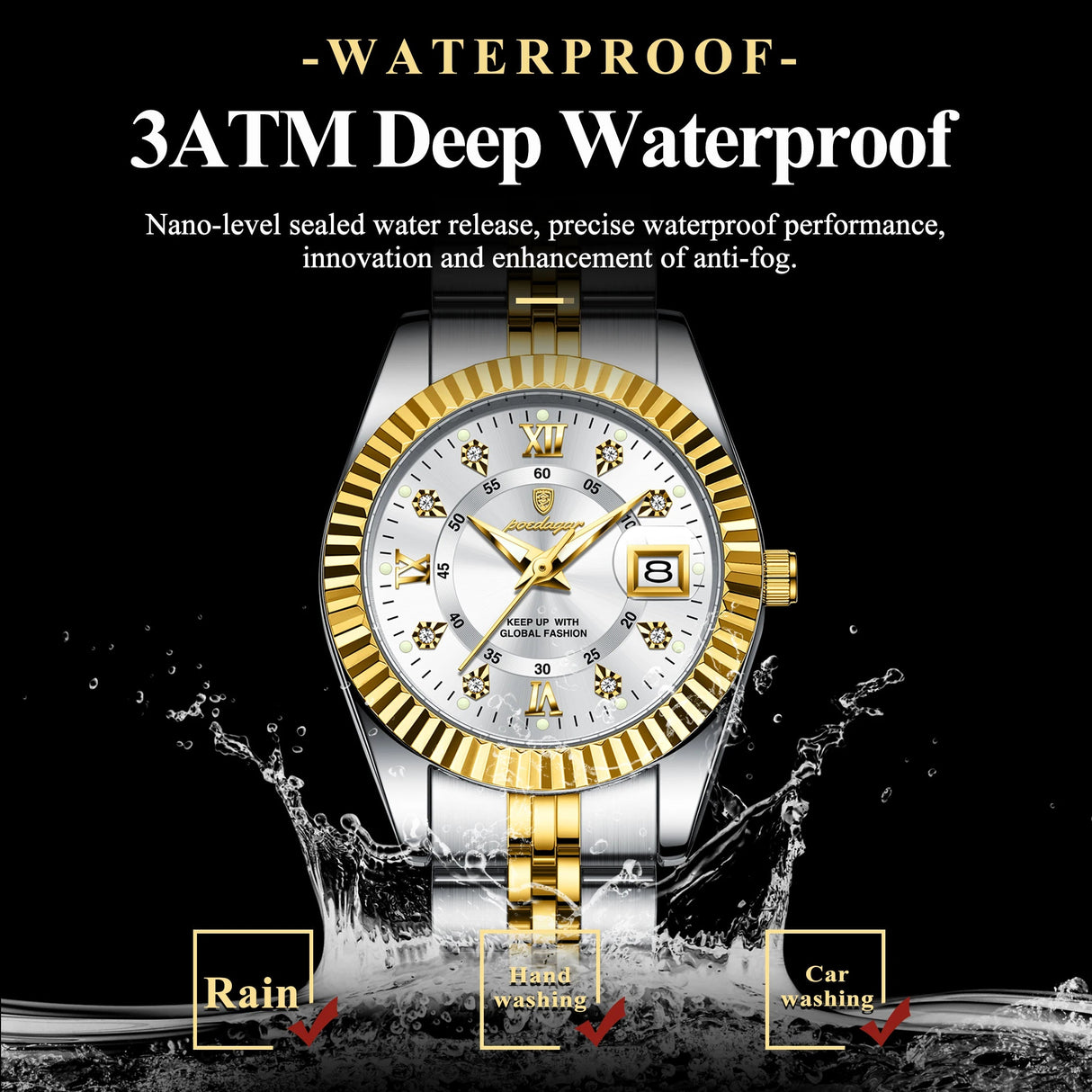 POEDAGAR Luxury Womens Waterproof Luminous Stainless Steel Quartz Watch Provain Shop
