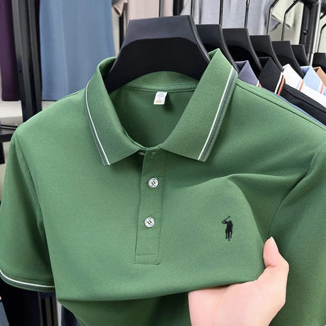 Luxury Pony Embroidery Mens Summer Business Casual Polo Provain Shop