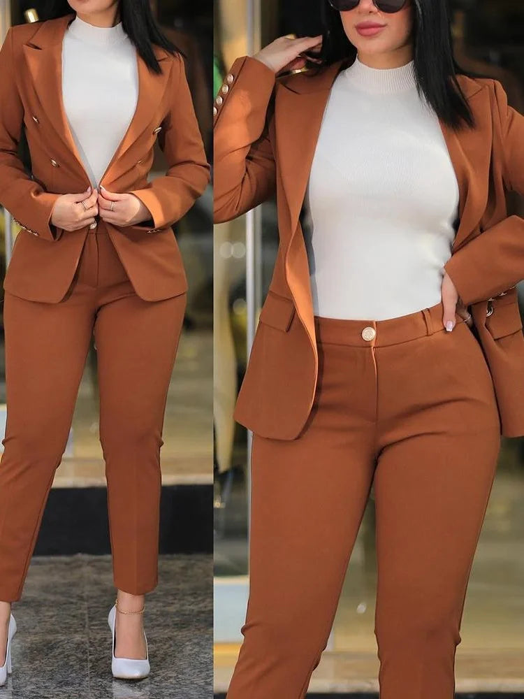 Womens Double Breasted Suit  Trouser TwoPiece Set Provain Shop