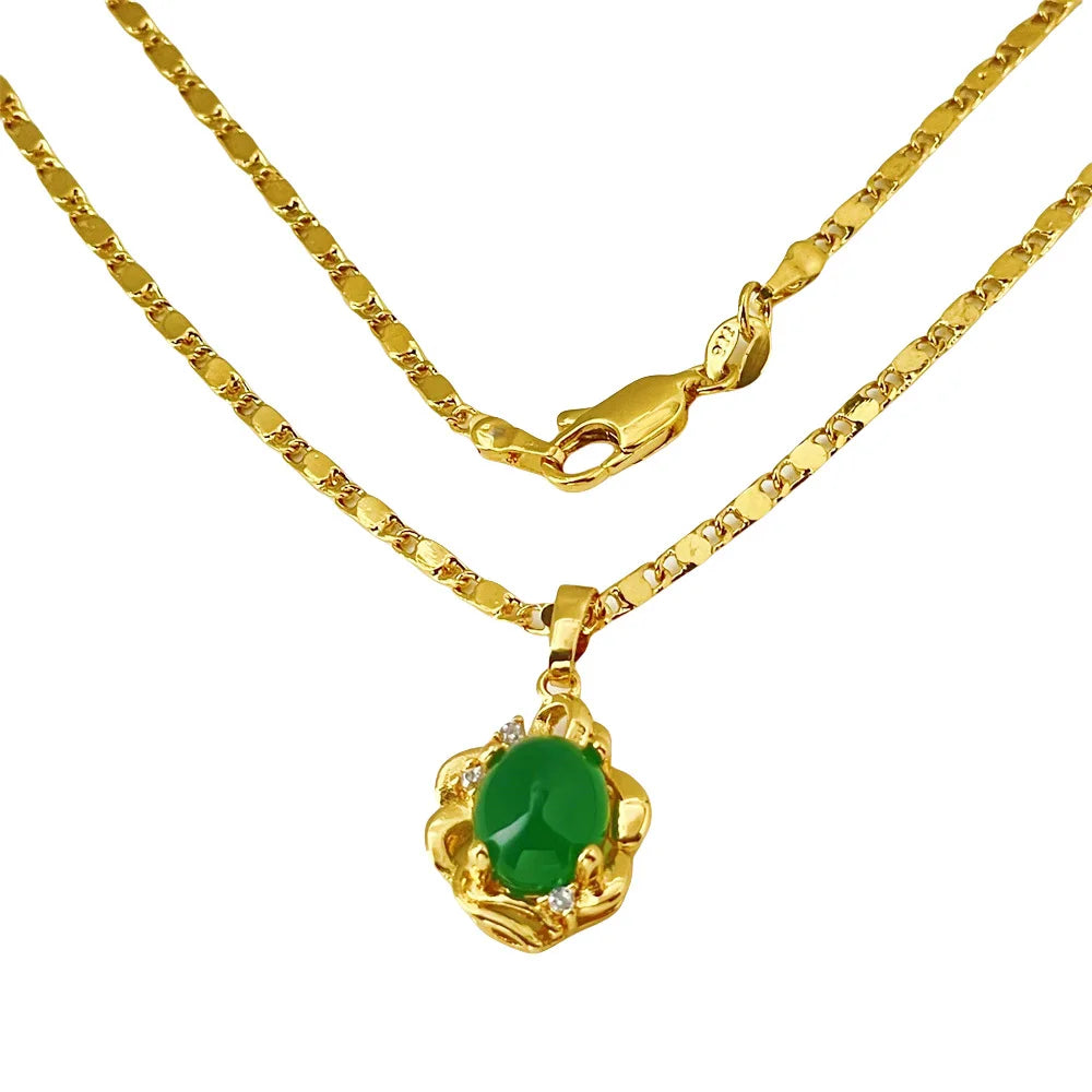 24K Pure Gold Jade Pendant Necklace for Women Provain Shop