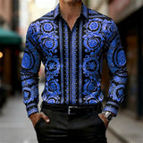 Luxury Baroque Gold Pattern Slim Fit Mens Long Sleeve Shirt Provain Shop