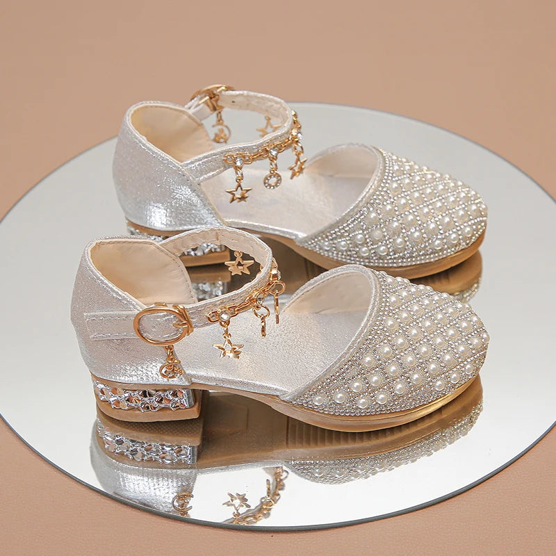 Sparkling Rhinestone Princess Kids Leather Party Heels Provain Shop