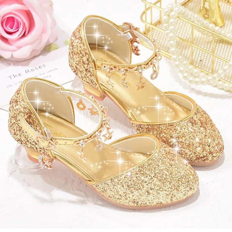 Sparkling Gold Girls Heels for Princess Flowergirl Dresses Provain Shop