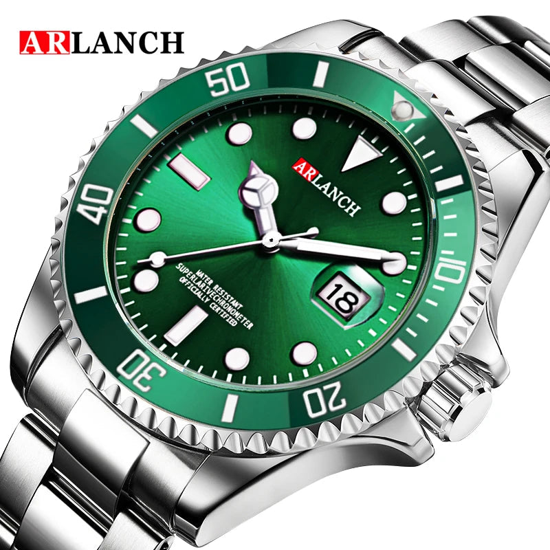 Classic Stainless Steel Dive Watch RedBlue Calendar Quartz Provain Shop