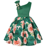 Rose Print Satin Princess Dress for Girls Provain Shop