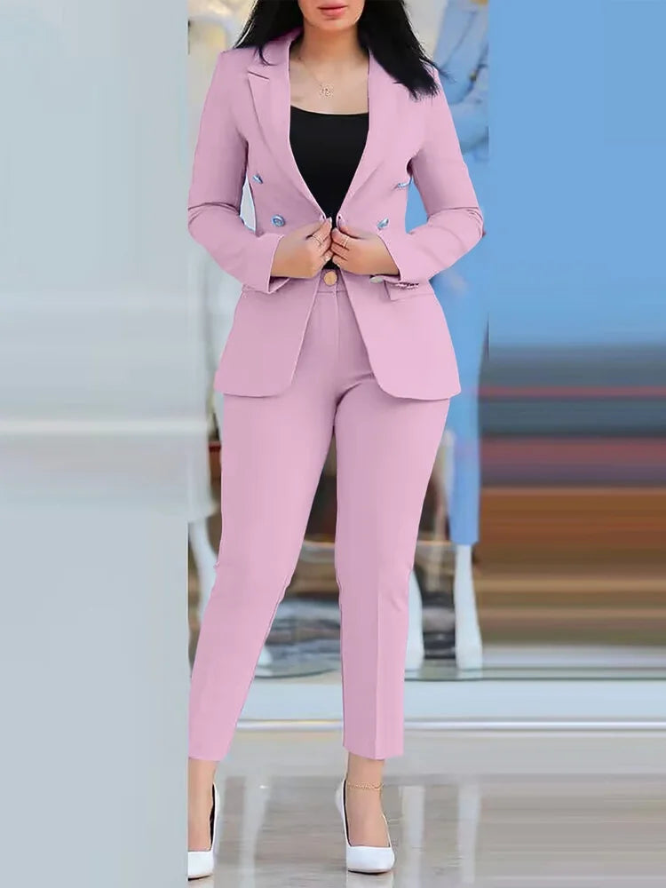 Womens Double Breasted Suit  Trouser TwoPiece Set Provain Shop