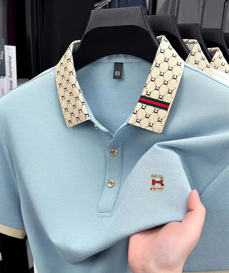 B Logo Colorblock Mens Summer Polo Lightweight Luxury Provain Shop