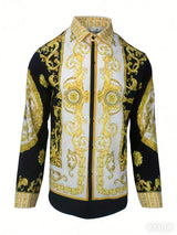 Baroque Print Long Sleeve Luxury Retro Casual Shirt Provain Shop