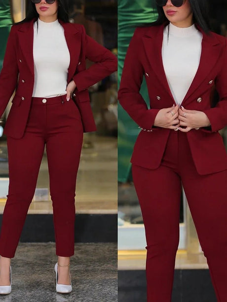 Womens Double Breasted Suit  Trouser TwoPiece Set Provain Shop