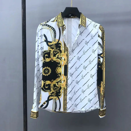 Retro Royal Court Print Long Sleeve Shirt for Men Provain Shop