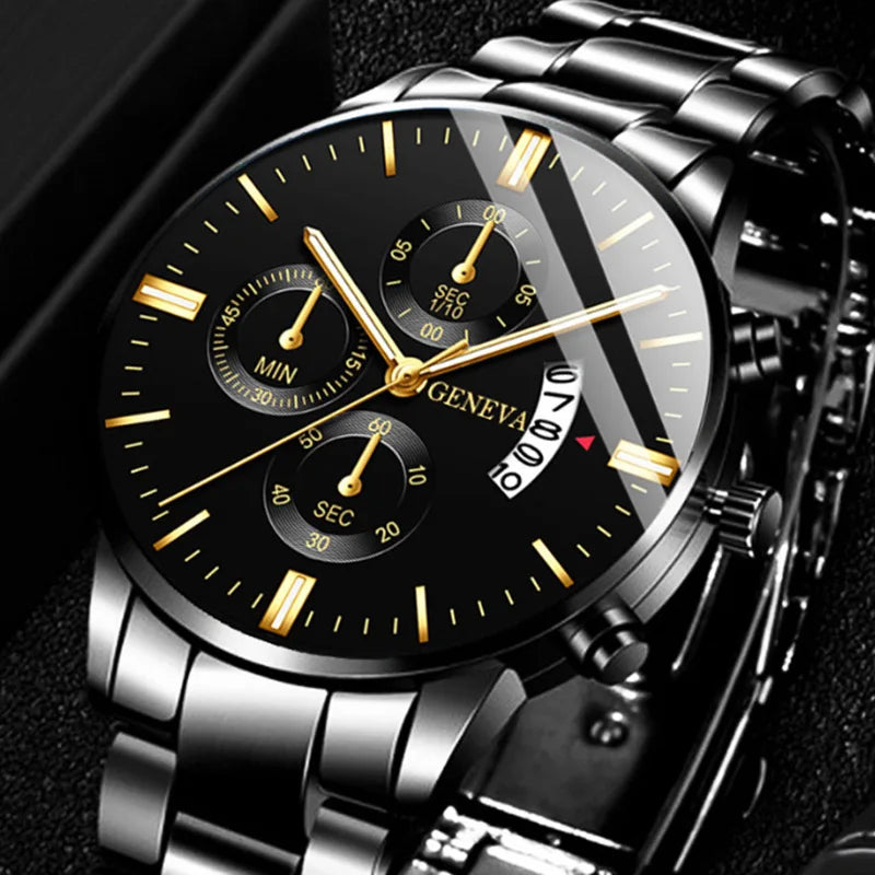Luxury Stainless Steel Mens Calendar Quartz Business Watch Provain Shop