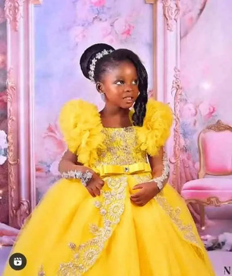 Peach Pink Lace Flower Girl Birthday Party Dress Ball Gown Provain Shop