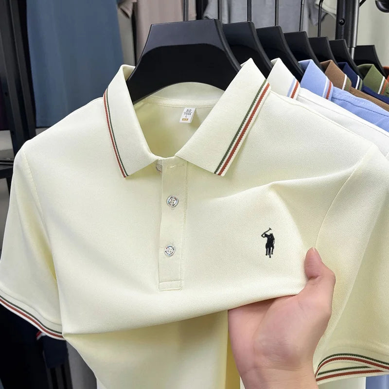 Luxury Pony Embroidery Mens Summer Business Casual Polo Provain Shop